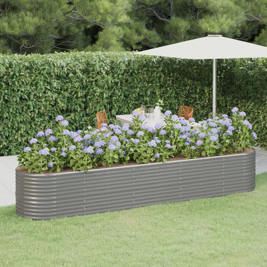 Berkfield Garden Raised Bed Powder-coated Steel 368x80x68 cm Grey