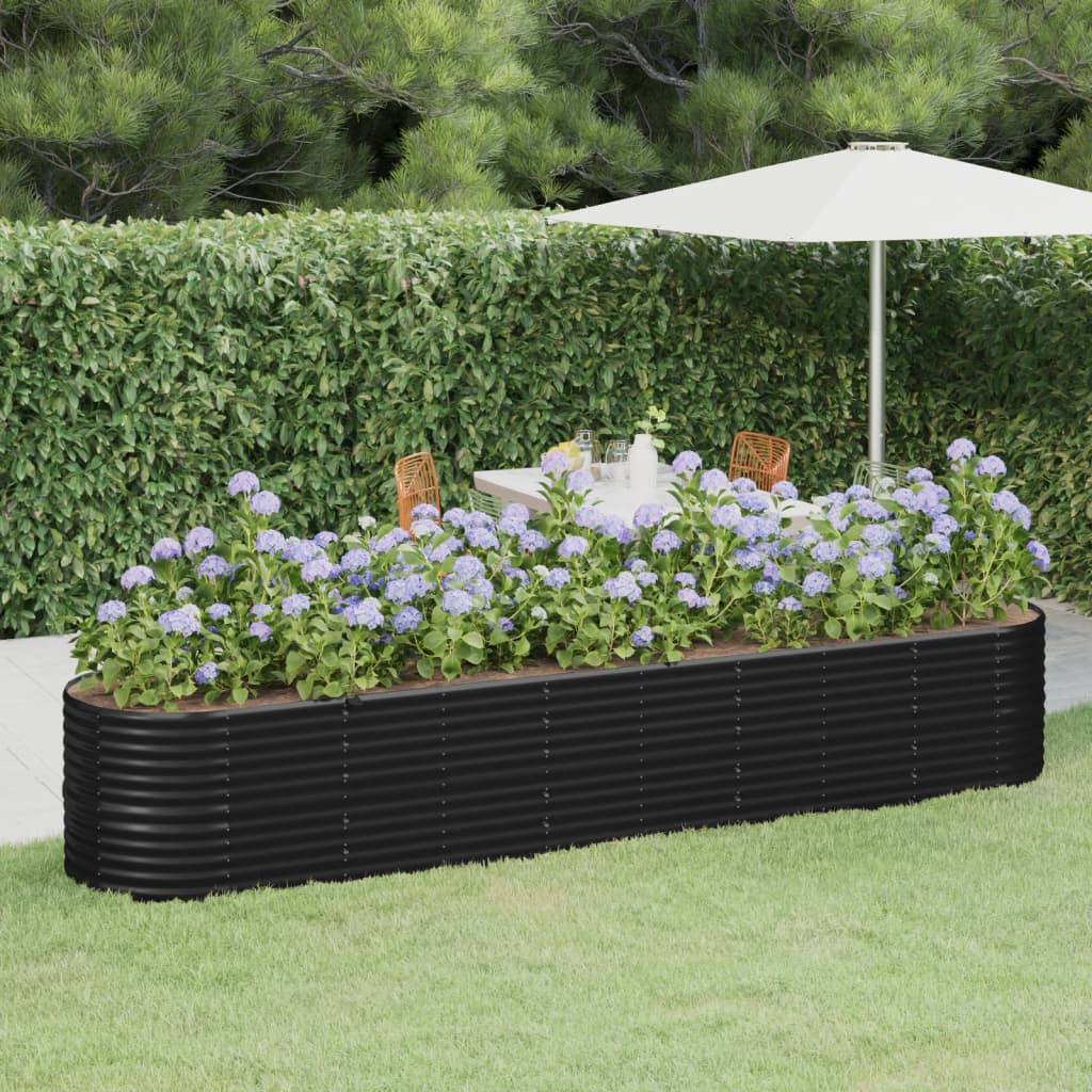 Berkfield Garden Raised Bed Powder-coated Steel 368x80x68 cm Anthracite