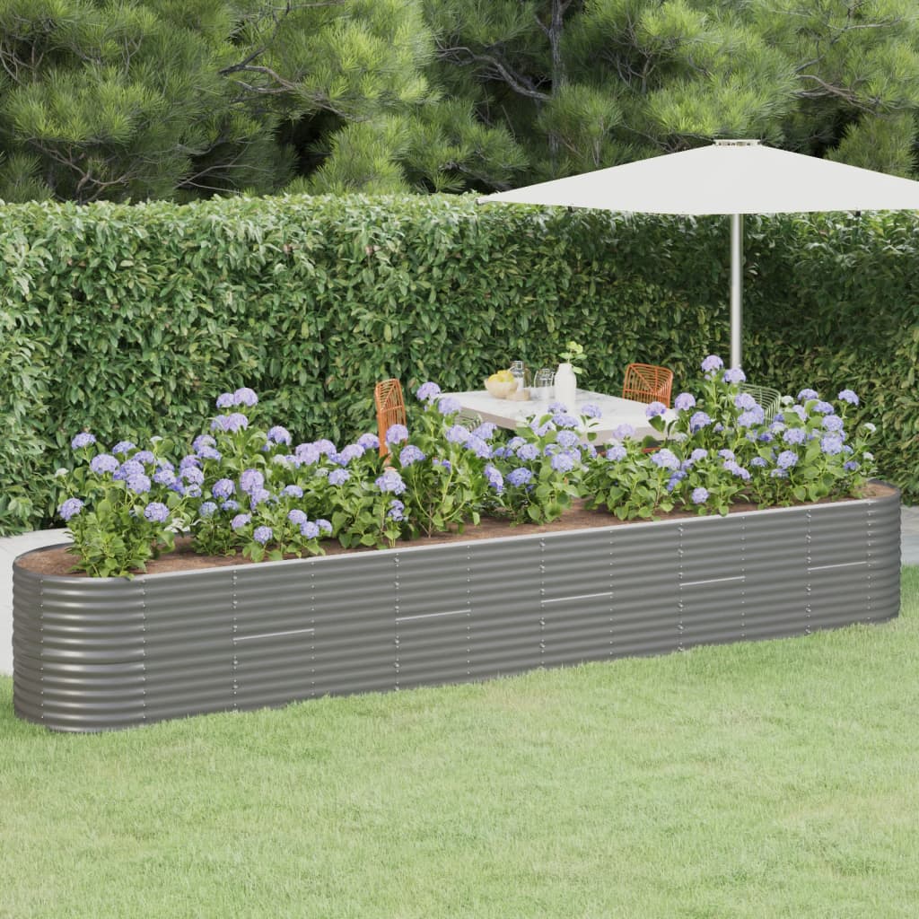 Berkfield Garden Raised Bed Powder-coated Steel 440x80x68 cm Grey