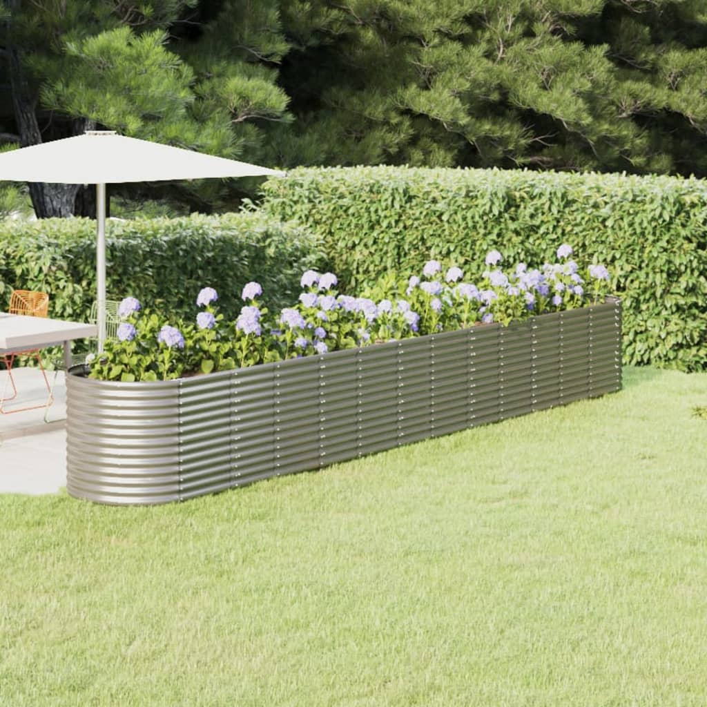 Berkfield Garden Raised Bed Powder-coated Steel 512x80x68 cm Silver