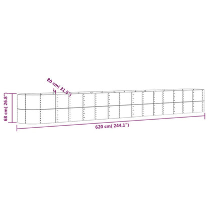 Berkfield Garden Raised Bed Powder-coated Steel 620x80x68 cm Silver
