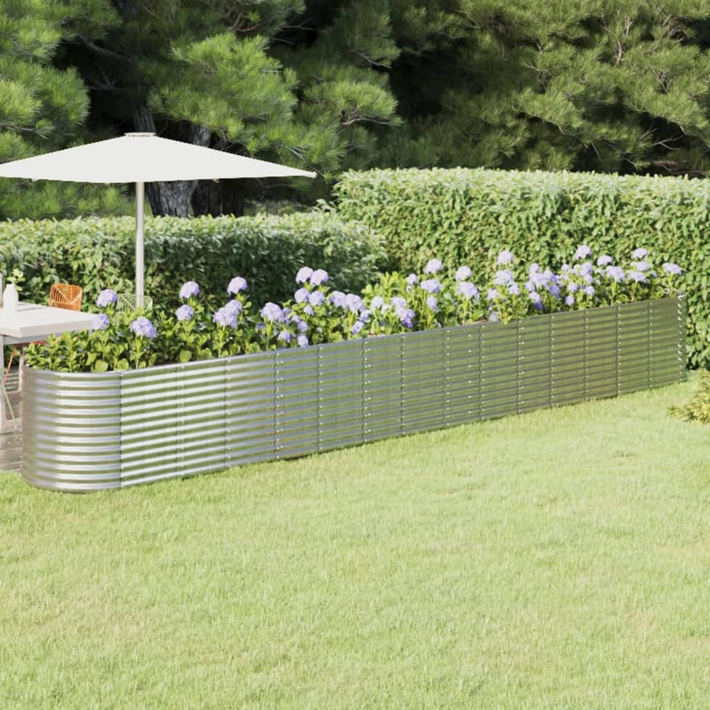 Berkfield Garden Raised Bed Powder-coated Steel 620x80x68 cm Silver