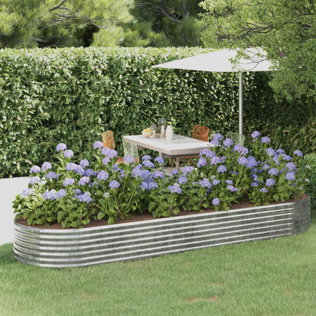 Berkfield Garden Raised Bed Powder-coated Steel 322x100x36 cm Silver