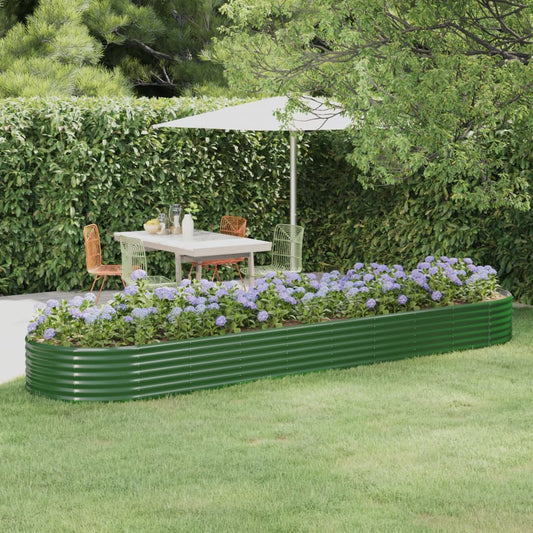Berkfield Garden Raised Bed Powder-coated Steel 396x100x36 cm Green