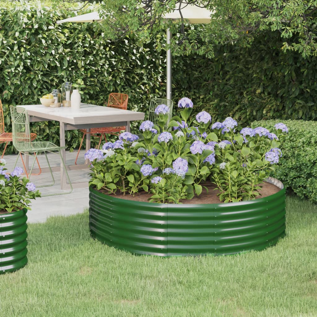 Berkfield Garden Raised Bed Powder-coated Steel 140x140x36 cm Green
