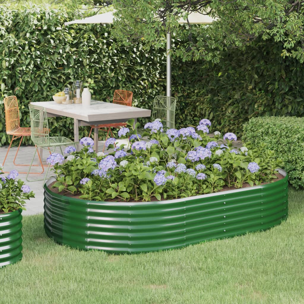 Berkfield Garden Raised Bed Powder-coated Steel 214x140x36 cm Green