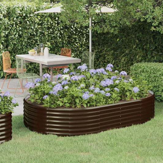 Berkfield Garden Raised Bed Powder-coated Steel 214x140x36 cm Brown