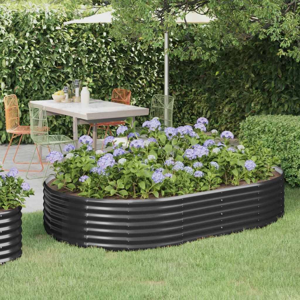 Berkfield Garden Raised Bed Powder-coated Steel 214x140x36 cm Anthracite