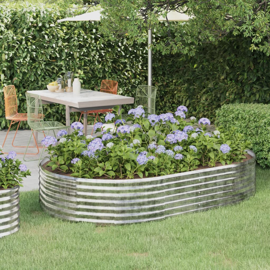 Berkfield Garden Raised Bed Powder-coated Steel 214x140x36 cm Silver