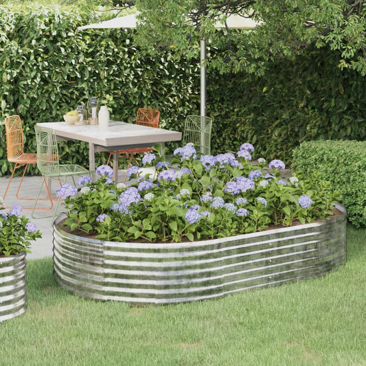 Berkfield Garden Raised Bed Powder-coated Steel 214x140x36 cm Silver