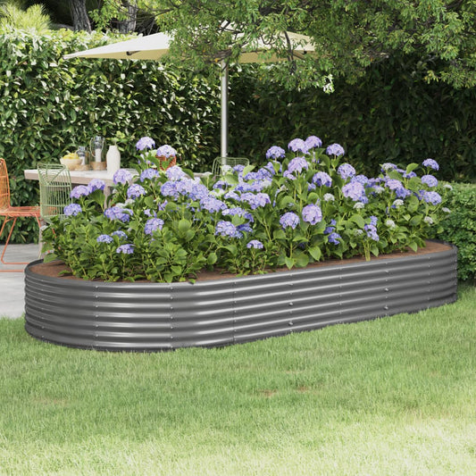 Berkfield Garden Raised Bed Powder-coated Steel 296x140x36 cm Grey