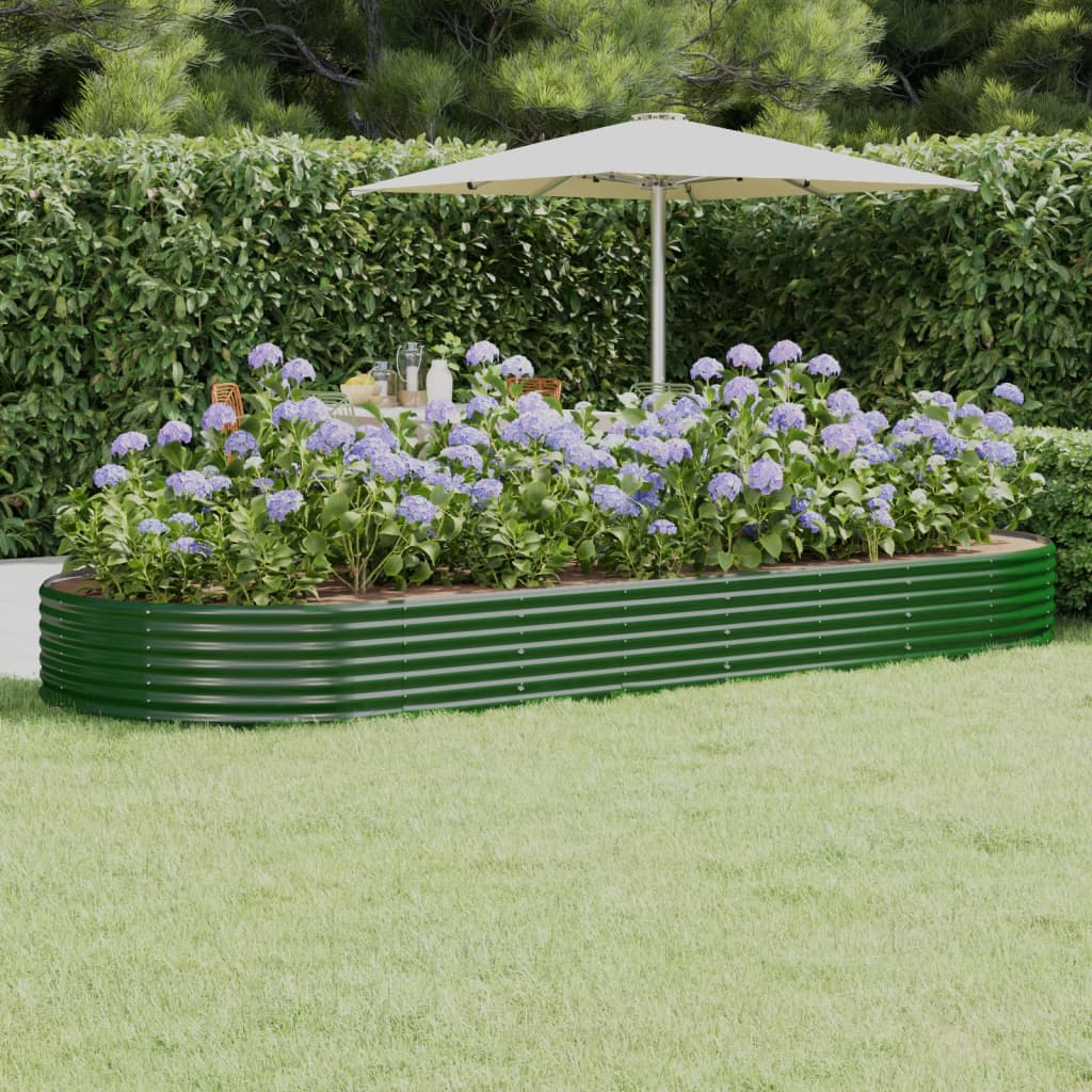 Berkfield Garden Raised Bed Powder-coated Steel 373x140x36 cm Green
