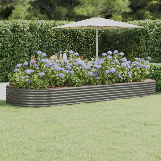 Berkfield Garden Raised Bed Powder-coated Steel 373x140x36 cm Grey