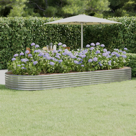 Berkfield Garden Raised Bed Powder-coated Steel 373x140x36 cm Silver