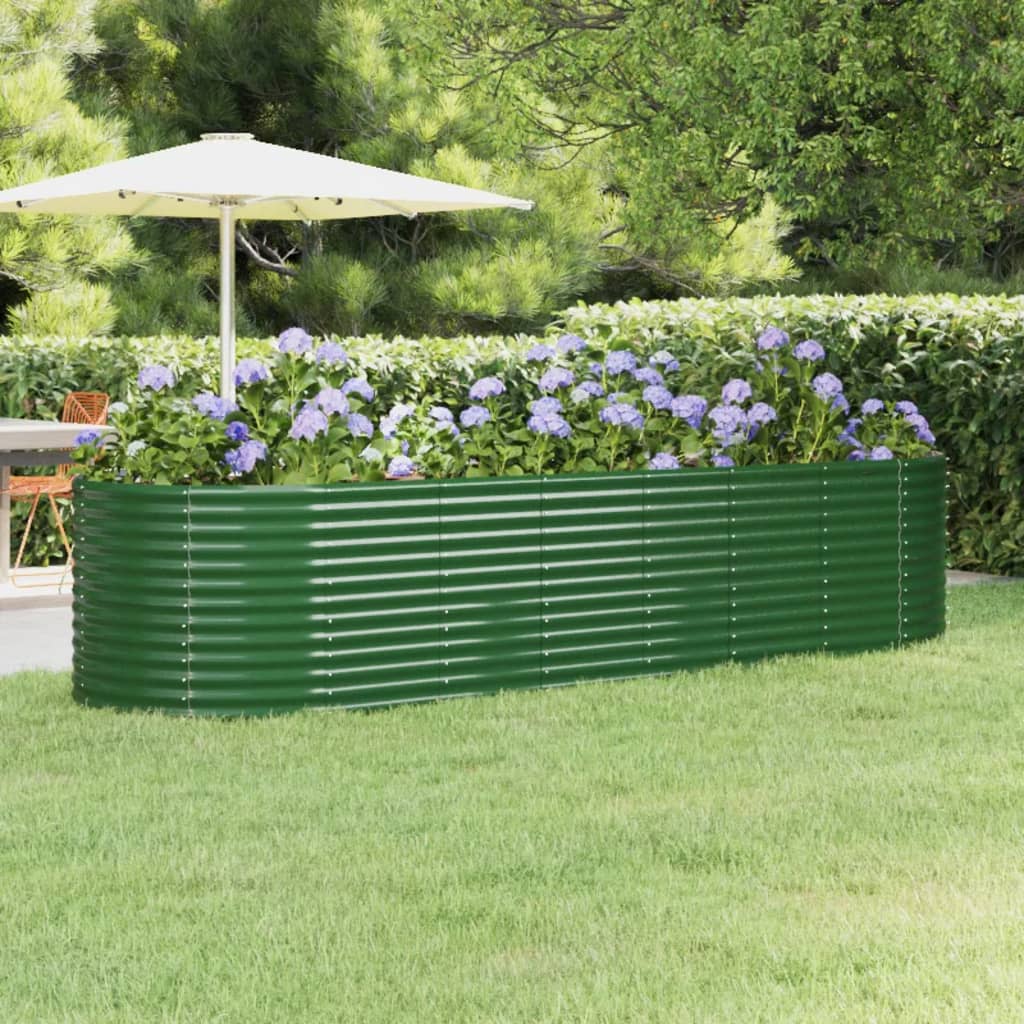 Berkfield Garden Raised Bed Powder-coated Steel 322x100x68 cm Green