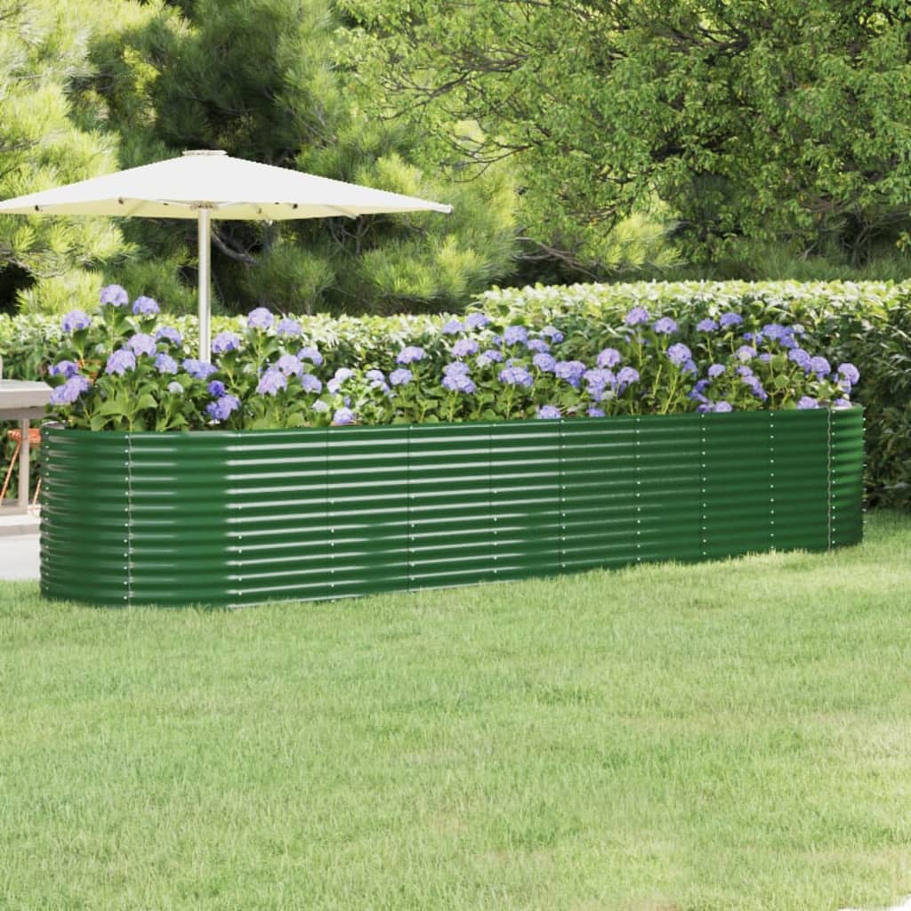 Berkfield Garden Raised Bed Powder-coated Steel 396x100x68 cm Green