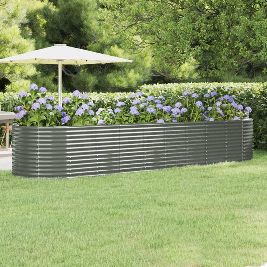Berkfield Garden Raised Bed Powder-coated Steel 396x100x68 cm Grey