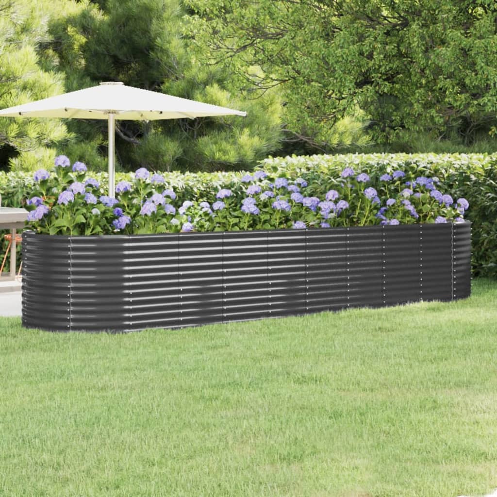 Berkfield Garden Raised Bed Powder-coated Steel 396x100x68 cm Anthracite
