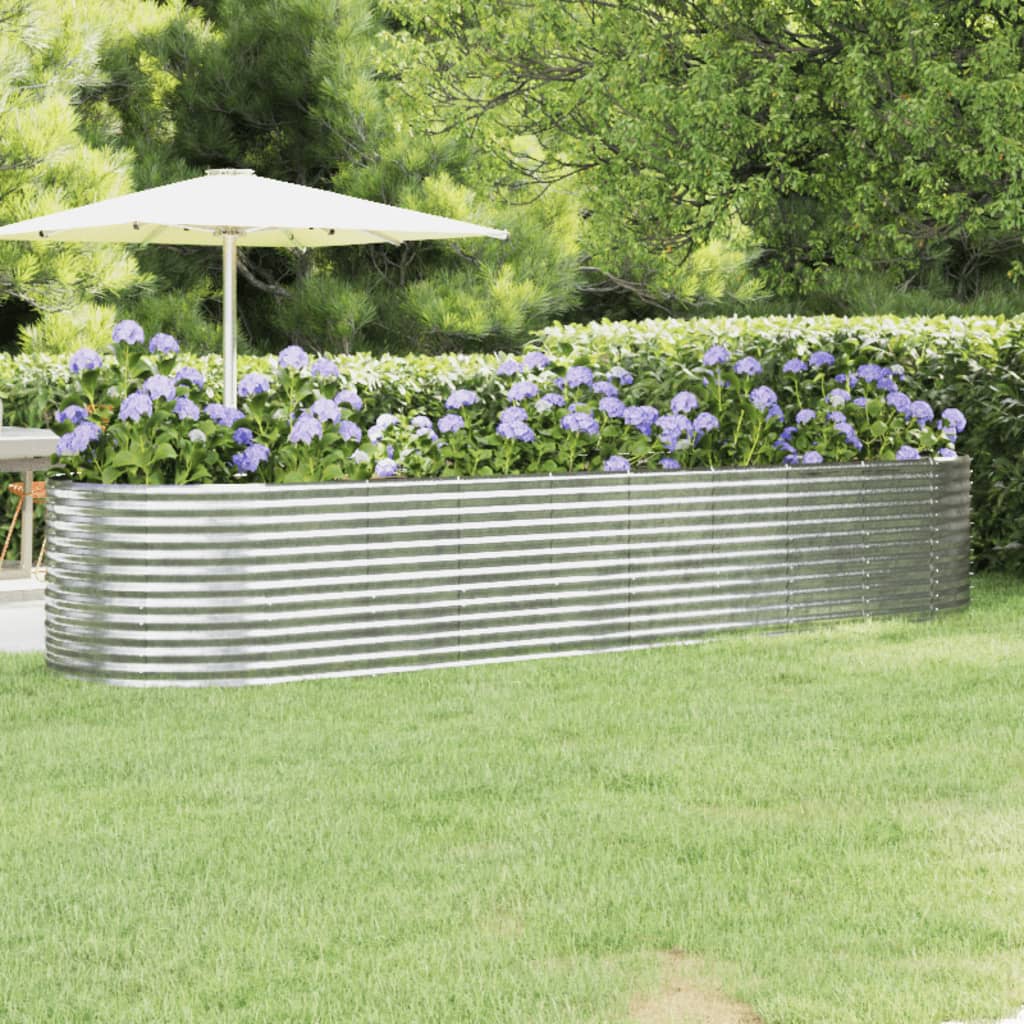 Berkfield Garden Raised Bed Powder-coated Steel 396x100x68 cm Silver