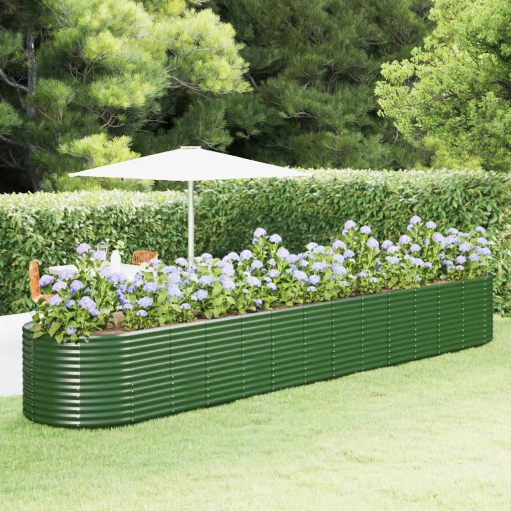 Berkfield Garden Raised Bed Green 554x100x68 cm Powder-coated Steel
