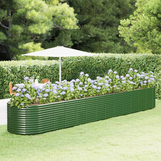 Berkfield Garden Raised Bed Green 554x100x68 cm Powder-coated Steel