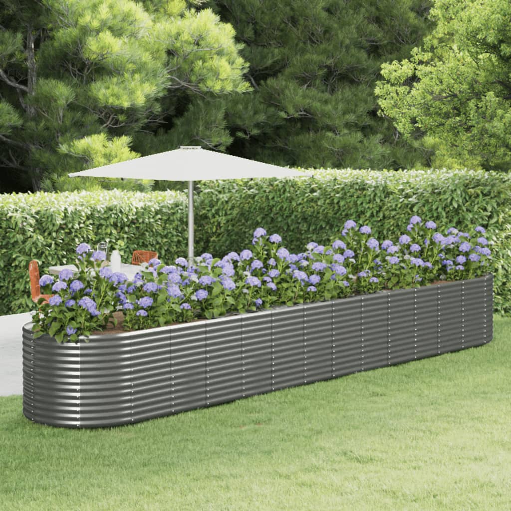 Berkfield Garden Raised Bed Grey 554x100x68 cm Powder-coated Steel