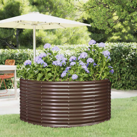 Berkfield Garden Raised Bed Brown 140x140x68 cm Powder-coated Steel