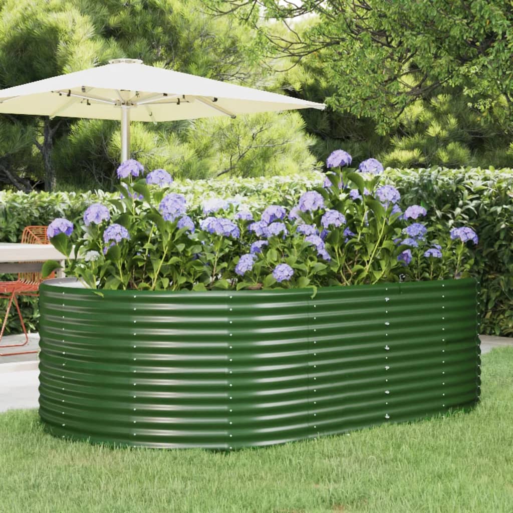 Berkfield Garden Raised Bed Green 212x140x68 cm Powder-coated Steel