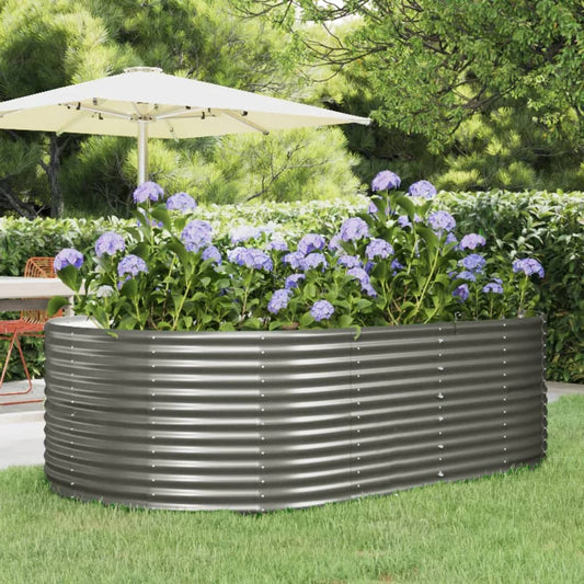 Berkfield Garden Raised Bed Grey 212x140x68 cm Powder-coated Steel