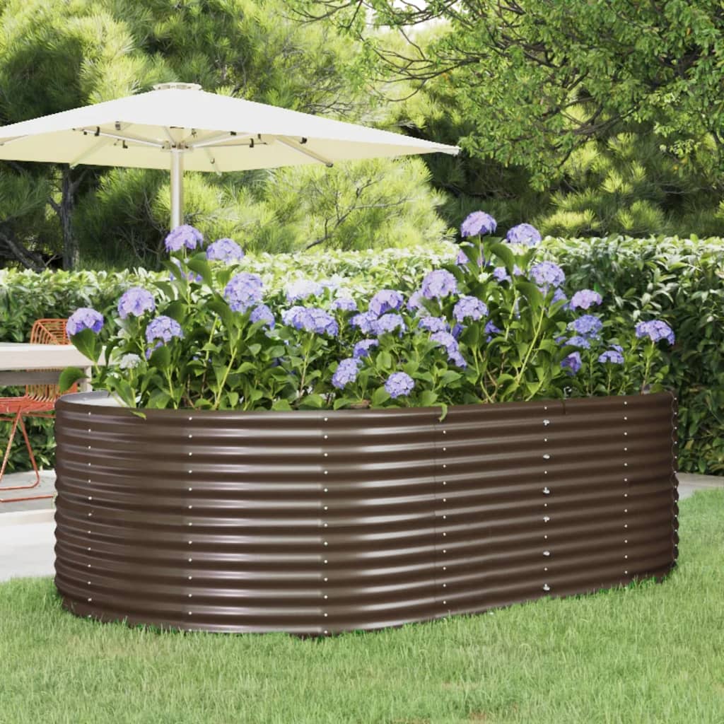 Berkfield Garden Raised Bed Brown 212x140x68 cm Powder-coated Steel