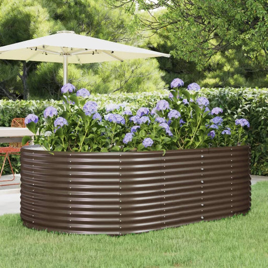 Berkfield Garden Raised Bed Brown 212x140x68 cm Powder-coated Steel