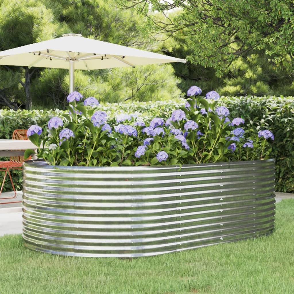 Berkfield Garden Raised Bed Silver 212x140x68 cm Powder-coated Steel