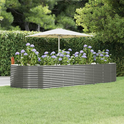 Berkfield Garden Raised Bed Grey 367x140x68 cm Powder-coated Steel