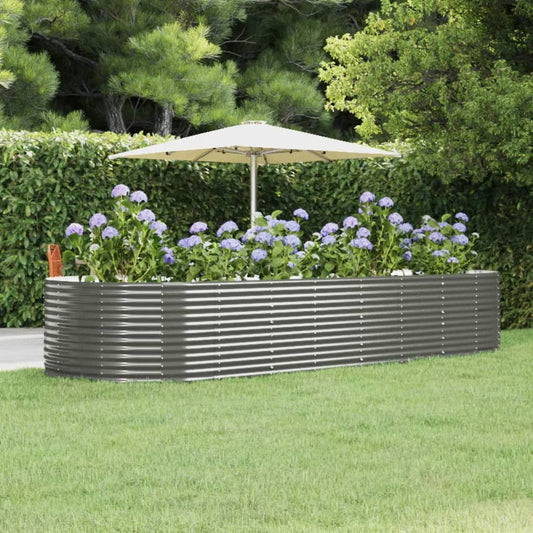 Berkfield Garden Raised Bed Grey 367x140x68 cm Powder-coated Steel