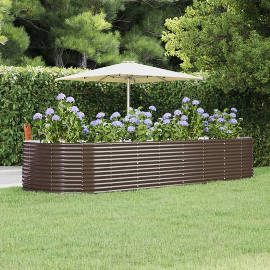 Berkfield Garden Raised Bed Brown 367x140x68 cm Powder-coated Steel