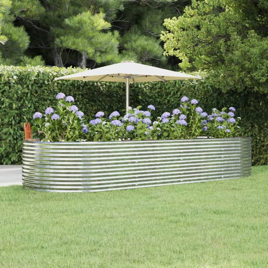 Berkfield Garden Raised Bed Silver 367x140x68 cm Powder-coated Steel