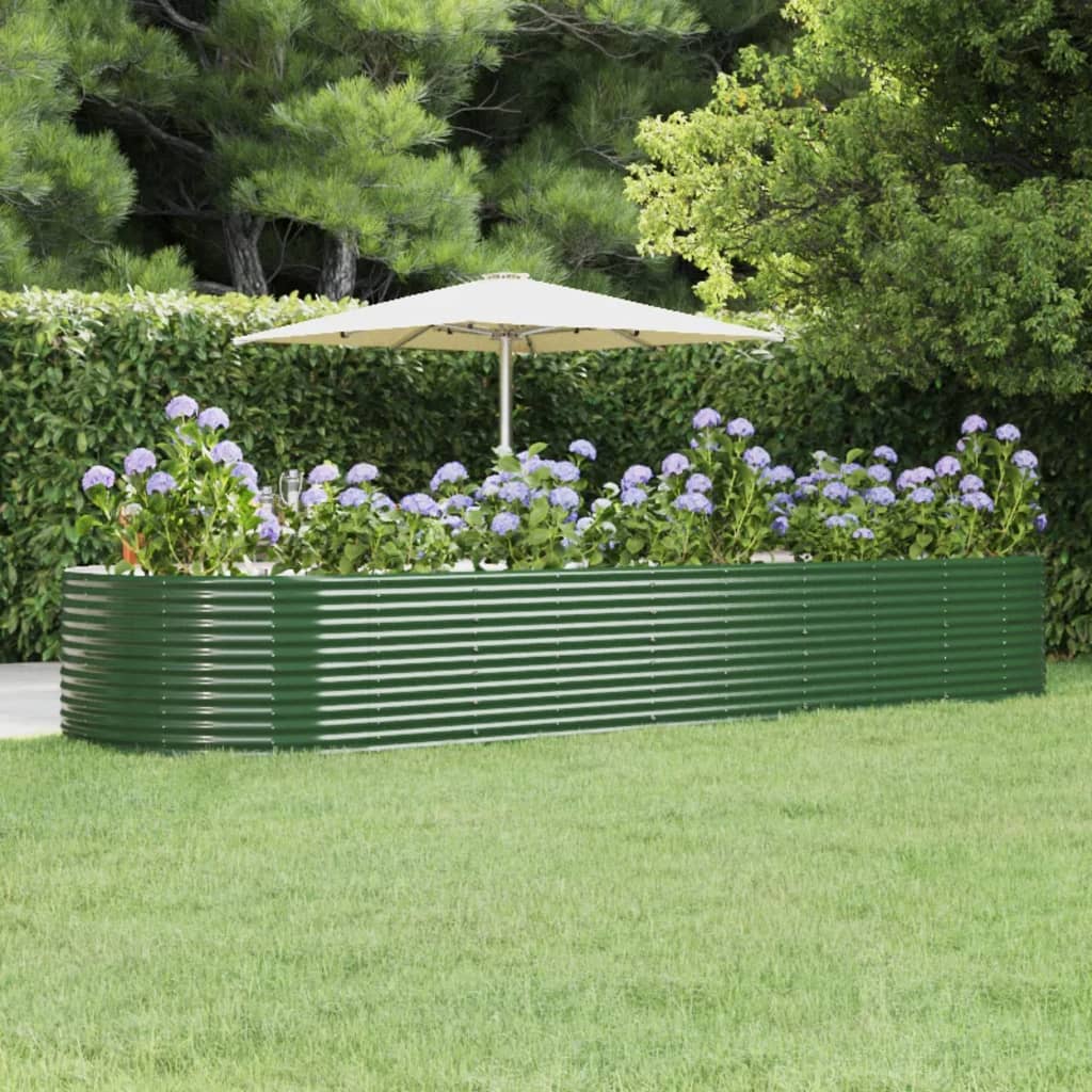 Berkfield Garden Raised Bed Green 447x140x68 cm Powder-coated Steel