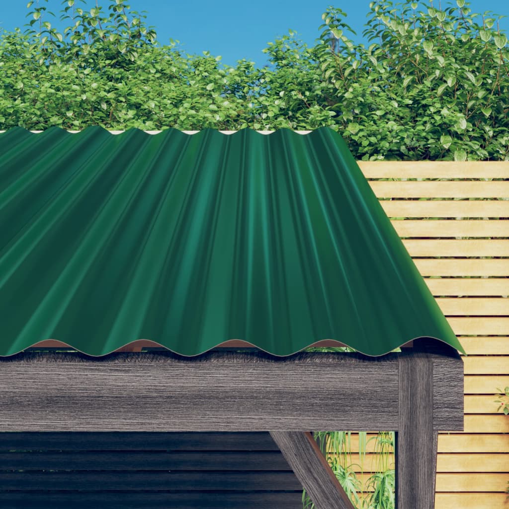Berkfield Roof Panels 12 pcs Powder-coated Steel Green 60x36 cm