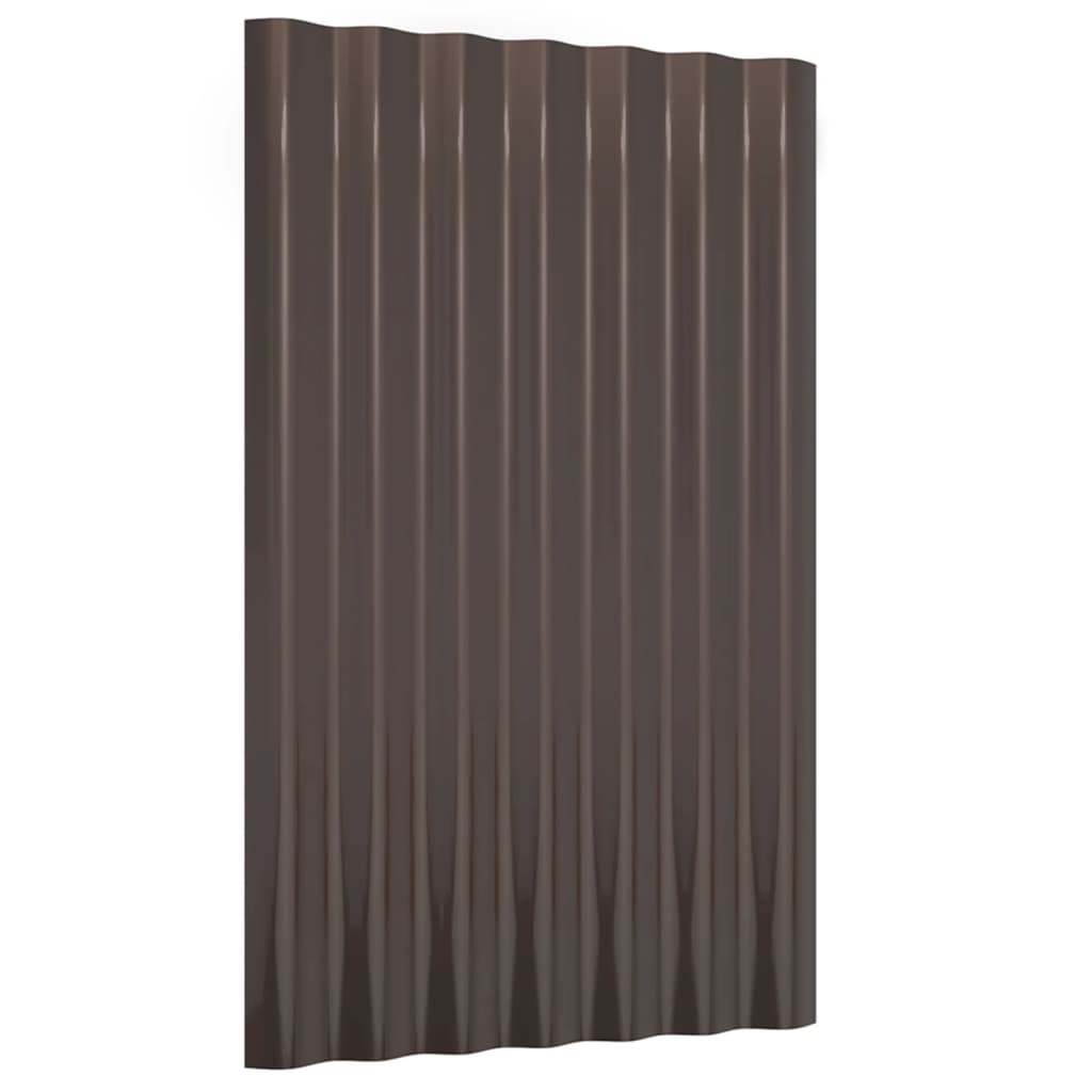 Berkfield Roof Panels 12 pcs Powder-coated Steel Brown 60x36 cm