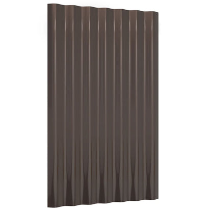 Berkfield Roof Panels 12 pcs Powder-coated Steel Brown 60x36 cm