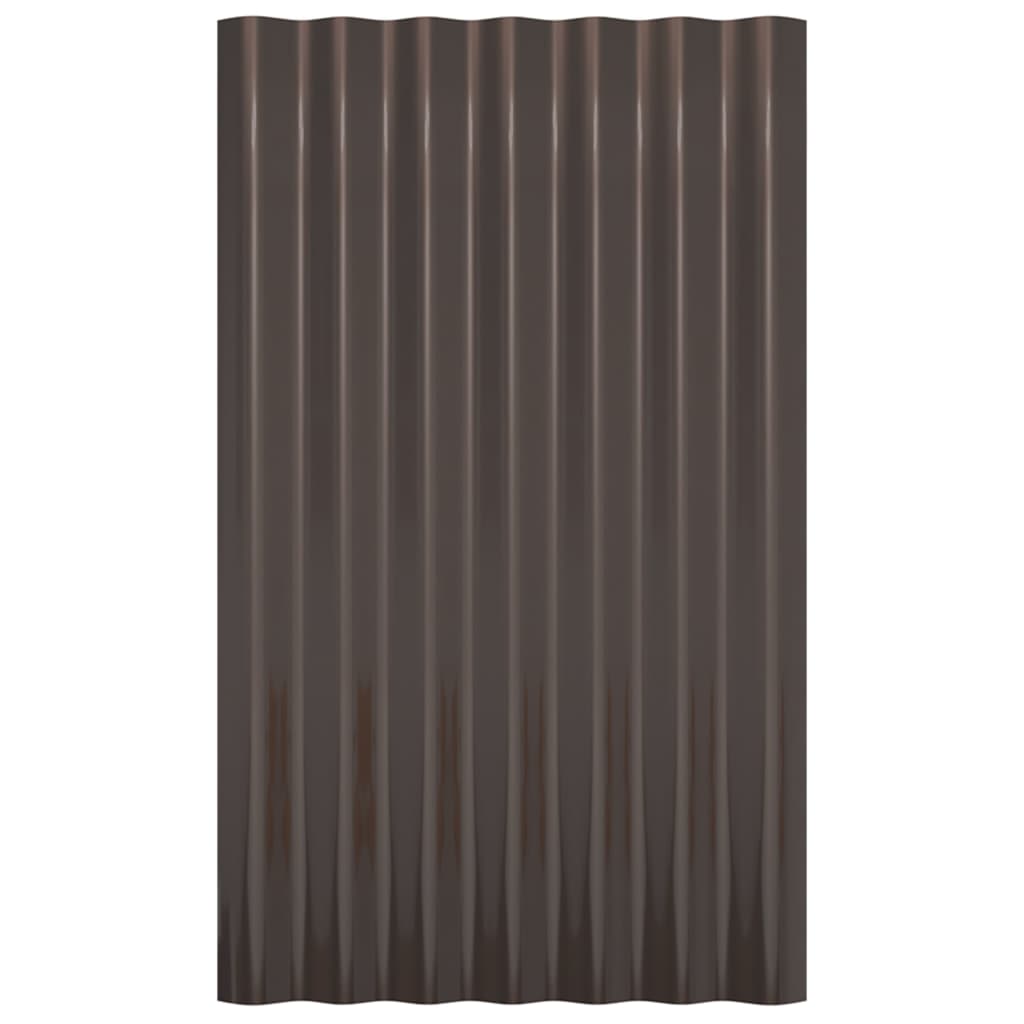 Berkfield Roof Panels 12 pcs Powder-coated Steel Brown 60x36 cm