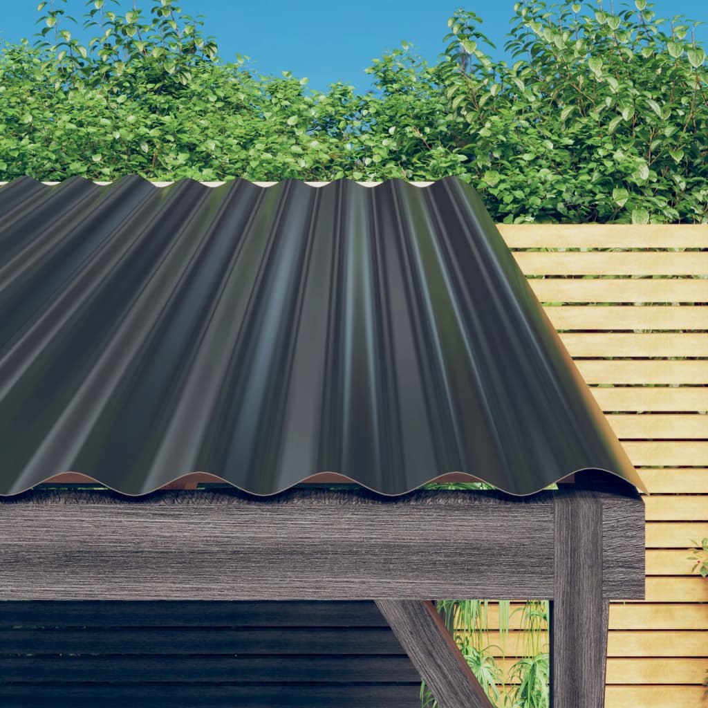 Berkfield Roof Panels 12 pcs Powder-coated Steel Anthracite 60x36 cm