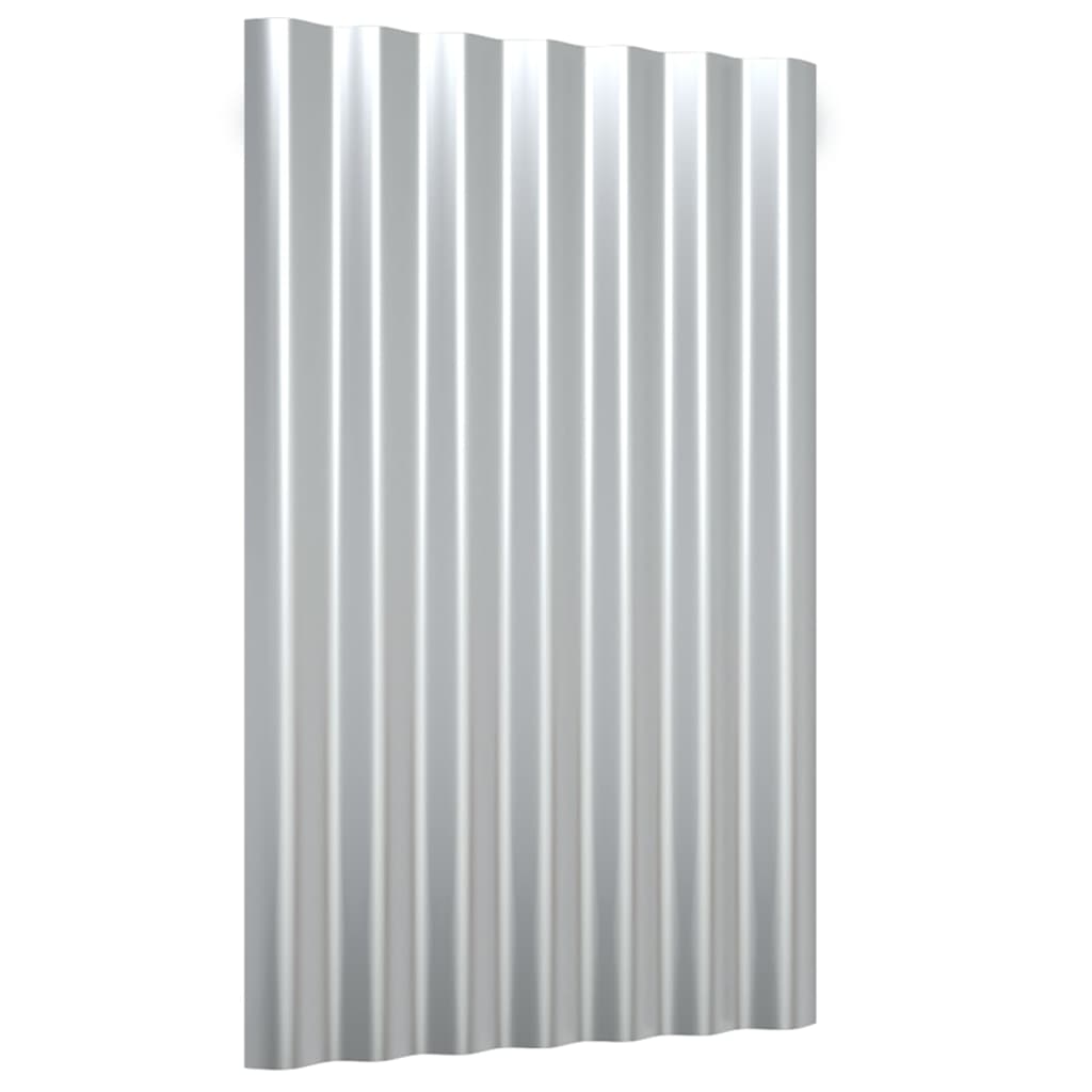 Berkfield Roof Panels 12 pcs Powder-coated Steel Silver 60x36 cm