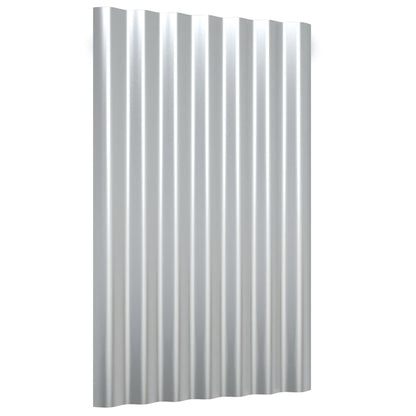 Berkfield Roof Panels 12 pcs Powder-coated Steel Silver 60x36 cm
