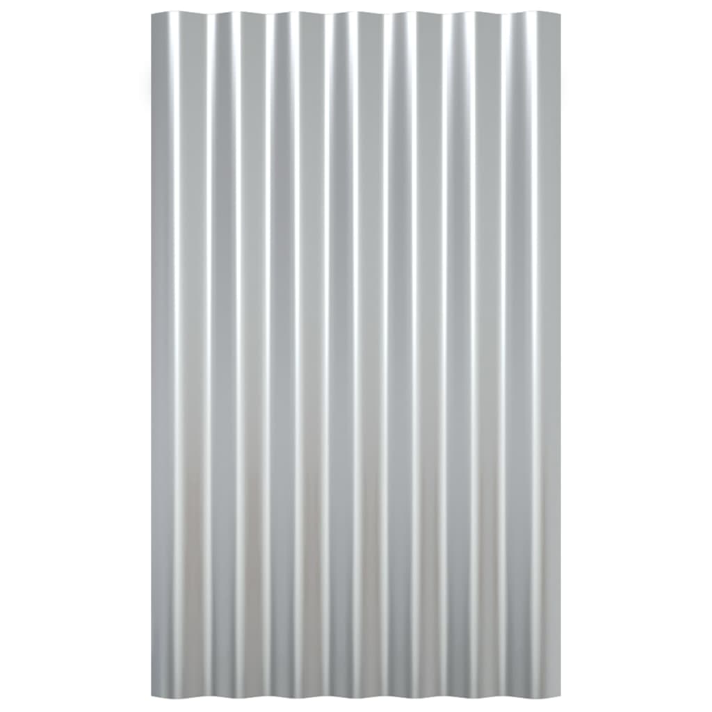 Berkfield Roof Panels 12 pcs Powder-coated Steel Silver 60x36 cm