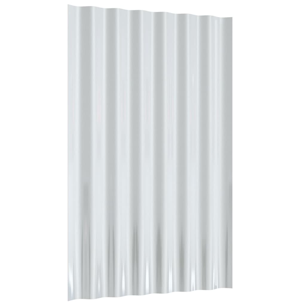 Berkfield Roof Panels 12 pcs Powder-coated Steel Silver 60x36 cm