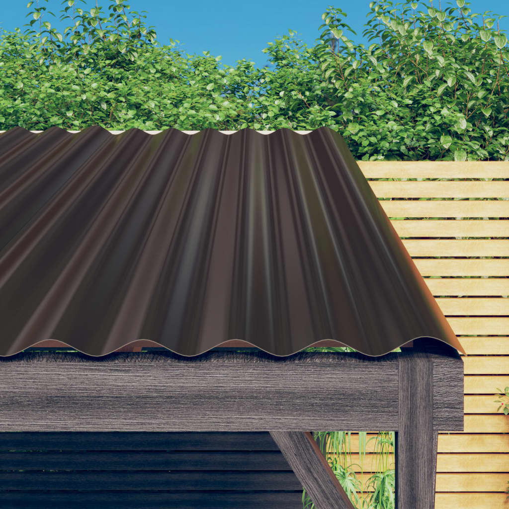 Berkfield Roof Panels 36 pcs Powder-coated Steel Brown 60x36 cm