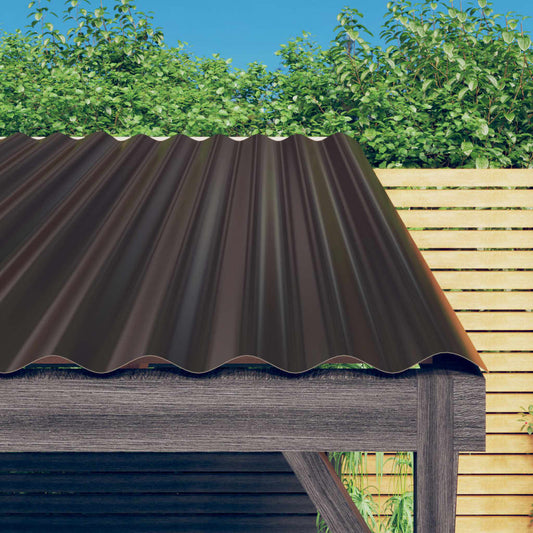Berkfield Roof Panels 36 pcs Powder-coated Steel Brown 60x36 cm
