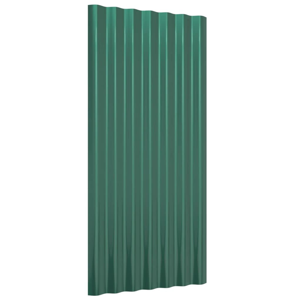 Berkfield Roof Panels 12 pcs Powder-coated Steel Green 80x36 cm
