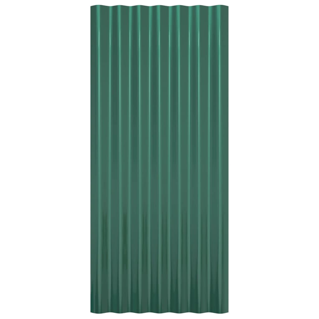 Berkfield Roof Panels 12 pcs Powder-coated Steel Green 80x36 cm